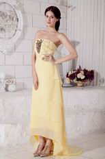 High Low Layers Skirt Yellow Chiffon Women Evening Dress