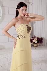 High Low Layers Skirt Yellow Chiffon Women Evening Dress