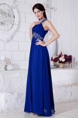 Inexpensive One Shoulder Royal Blue Evening Party Dress