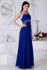 Inexpensive One Shoulder Royal Blue Evening Party Dress