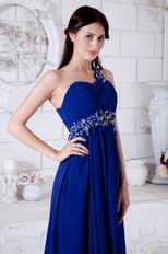 Inexpensive One Shoulder Royal Blue Evening Party Dress