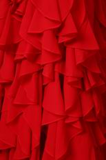 Amazing One Shoulder Cascade Skirt Red Evening Chiffon Dress