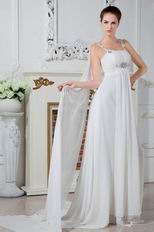 Square Beaded Straps Chiffon Evening Dress Discount