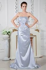 Special Occasion Silver Elestic Satin Dress For Women