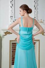 Wholesale Straps V-Neck Turquoise Blue Evening Dress