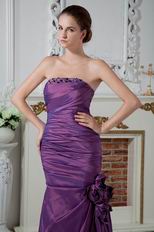 Affordable Strapless Corset Purple Taffeta Evening Dress Cheap