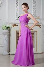 Inexpensive Crystals Plum One Shoulder Evening Dress