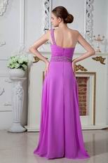 Inexpensive Crystals Plum One Shoulder Evening Dress