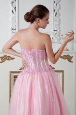 Sexy Sweetheart Transparent Bodice Pink Evening Dress