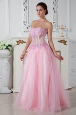 Sexy Sweetheart Transparent Bodice Pink Evening Dress