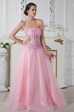 Sexy Sweetheart Transparent Bodice Pink Evening Dress