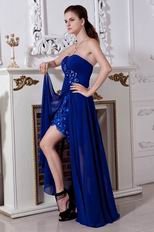 Sweetheart Split Skirt Royal Blue Chiffon Evening Gown Dress