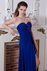 Sweetheart Split Skirt Royal Blue Chiffon Evening Gown Dress