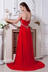 Red Chiffon Halter Floor Length Celebrity Evening Dresses