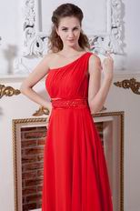 Discount One Shoulder Red Chiffon 2014 Evening Party Dress