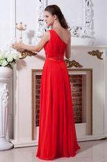 Discount One Shoulder Red Chiffon 2014 Evening Party Dress