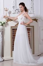 Designer One Shoulder Flower Straps White Party Dress