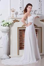 Designer One Shoulder Flower Straps White Party Dress