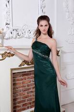 Backless One Shoulder Olive Green Pageant Evening Dress