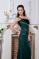 Backless One Shoulder Olive Green Pageant Evening Dress