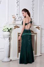 Backless One Shoulder Olive Green Pageant Evening Dress