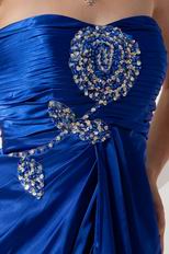 Sweetheart Floor Length Slit Skirt Blue Evening Dress