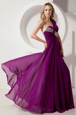 Cheap One Shoulder Flowers Strap Evening Purple Dress