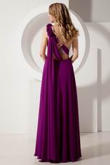 Cheap One Shoulder Flowers Strap Evening Purple Dress