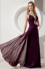 V Neck Purple Evening Party Dress For Cheap Price