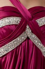 Discount One Shoulder Empire Zip Fuchsia Evening Dress