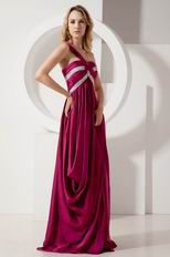 Discount One Shoulder Empire Zip Fuchsia Evening Dress