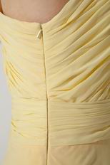 Ruched One Shoulder Side Zip Yellow Evening Dress