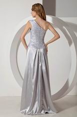 Best One Shoulder Silver Long Evening Dress With Applique