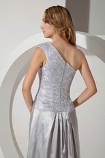 Best One Shoulder Silver Long Evening Dress With Applique