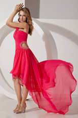 Sexy One Shoulder High Low Hot Pink Celebrity Dress