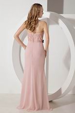 Noble Strapless Column Pink Chiffon Evening Formal Dress