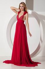 Sexy Deep V Neck Wine Red Long Evening Dress For Cheap