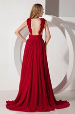 Sexy Deep V Neck Wine Red Long Evening Dress For Cheap