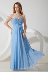 Floor Length Baby Blue Chiffon Dress For Evening Party