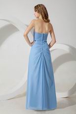 Floor Length Baby Blue Chiffon Dress For Evening Party