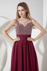 Elegant Straps Side Zipper Burgundy Evening Dress Online