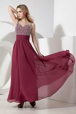 Elegant Straps Side Zipper Burgundy Evening Dress Online