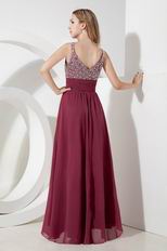 Elegant Straps Side Zipper Burgundy Evening Dress Online