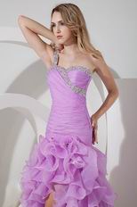 Elegant One Shoulder High Low Lilac Evening Dress Cheap