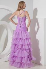 Elegant One Shoulder High Low Lilac Evening Dress Cheap