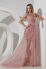 Scoop Neck Side Zip Pink Formal Evening Dress For Juniors