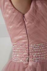 Scoop Neck Side Zip Pink Formal Evening Dress For Juniors