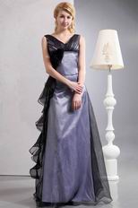 Dark Silver Style Discount V Neck Floor Length Silver Evening Dress