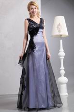 Dark Silver Style Discount V Neck Floor Length Silver Evening Dress
