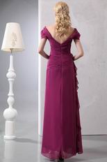 Cap Sleeves Zipper Ruby Chiffon Evening Dresses Gowns